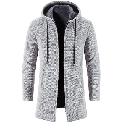 Vincent | Blauer Fleece-Mantel mit Kapuze