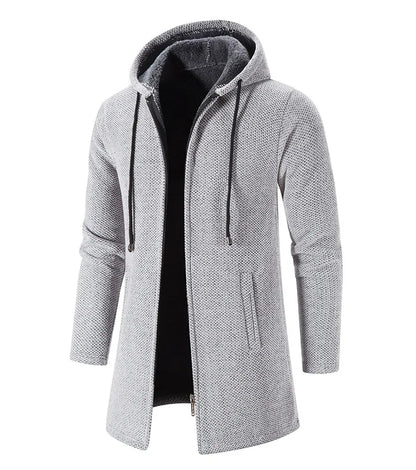 Vincent | Blauer Fleece-Mantel mit Kapuze